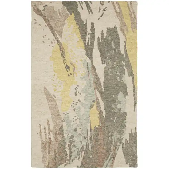 Beige And Yellow Wool Abstract Hand Tufted Area Rug Photo 5