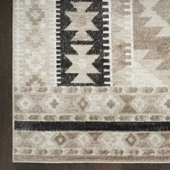 Beige Black And Tan Geometric Flatweave Area Rug Photo 7