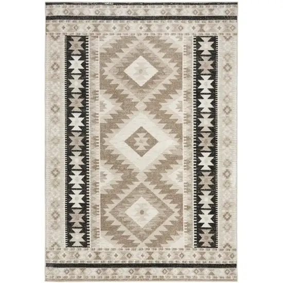 Beige Black And Tan Geometric Flatweave Area Rug Photo 2