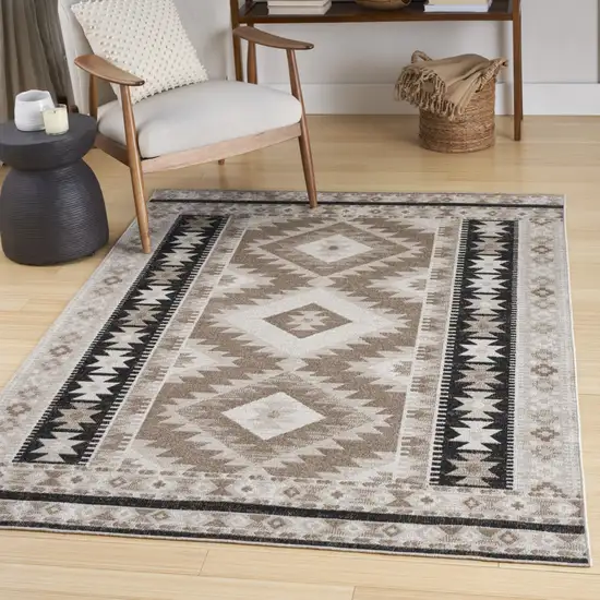 Beige Black And Tan Geometric Flatweave Area Rug Photo 8