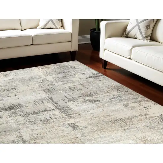 Beige Black and Gray Abstract Non Skid Area Rug Photo 1