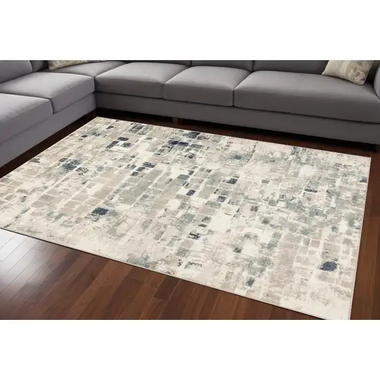 Blue and Beige Abstract Area Rug Photo 1