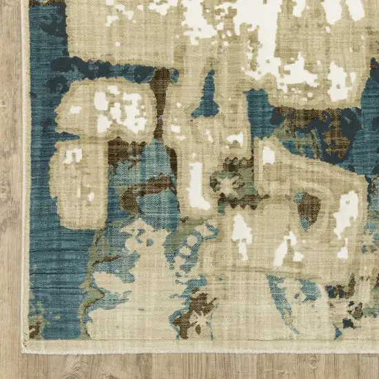 Beige Blue And Brown Abstract Area Rug Photo 7