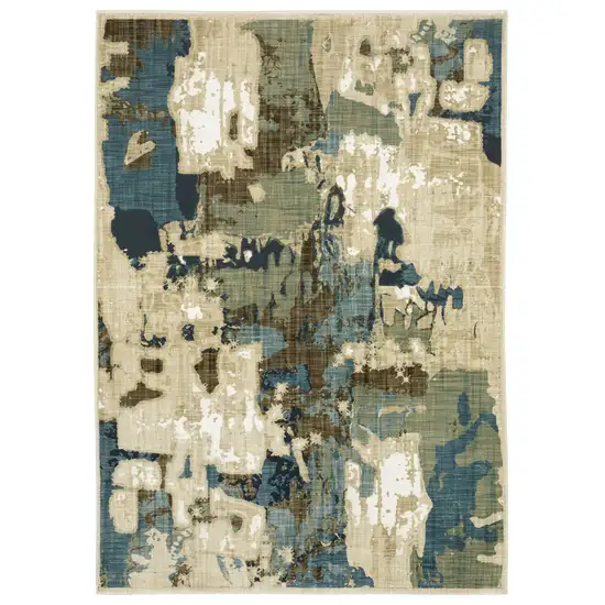 Beige Blue And Brown Abstract Area Rug Photo 2