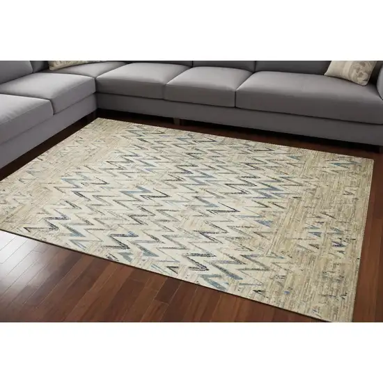 Ivory Chevron Area Rug Photo 1