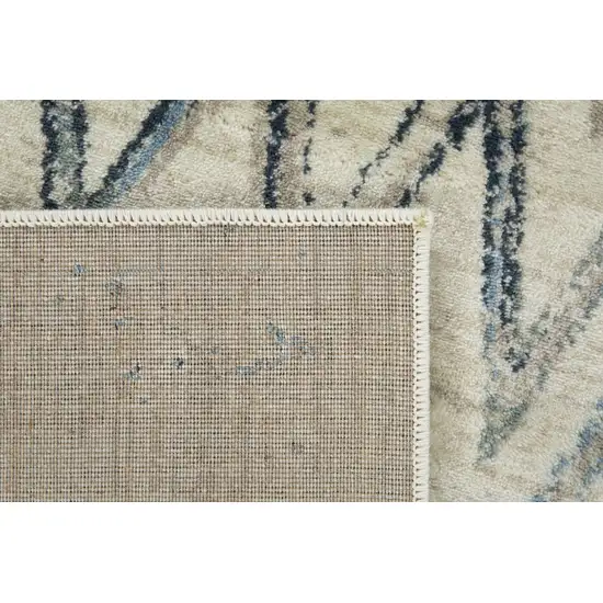 Beige Blue Distressed Chevron Runner Rug Photo 2