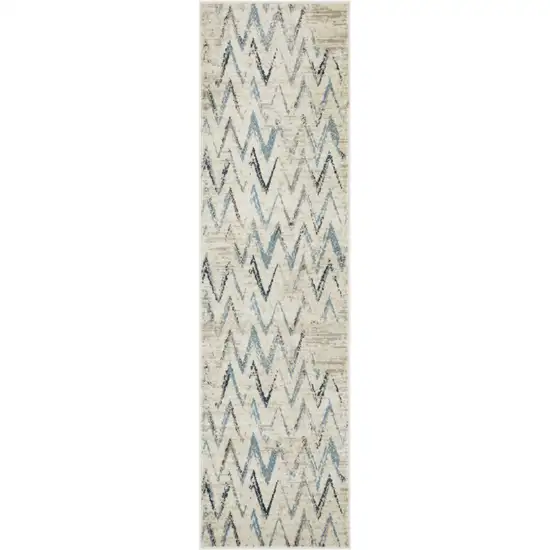 Ivory Chevron Runner Rug Photo 1