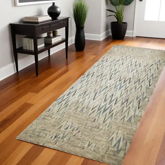 Ivory Chevron Runner Rug Photo 1