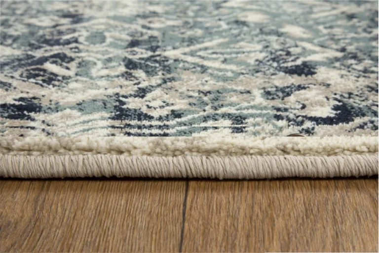 Beige Blue Distressed Diamonds Area Rug Photo 4