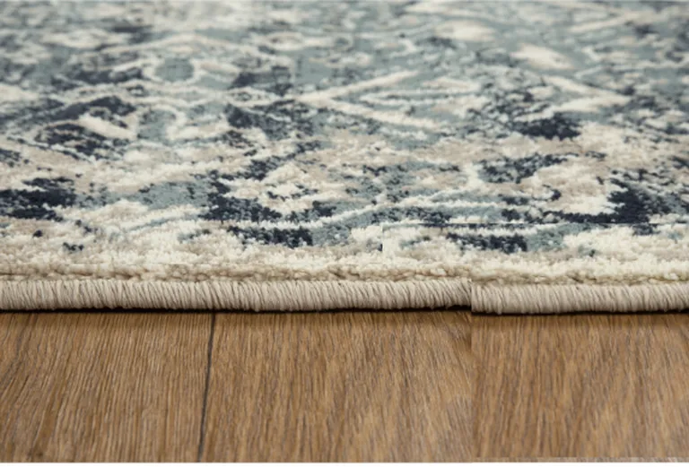 Beige Blue Distressed Diamonds Area Rug Photo 5