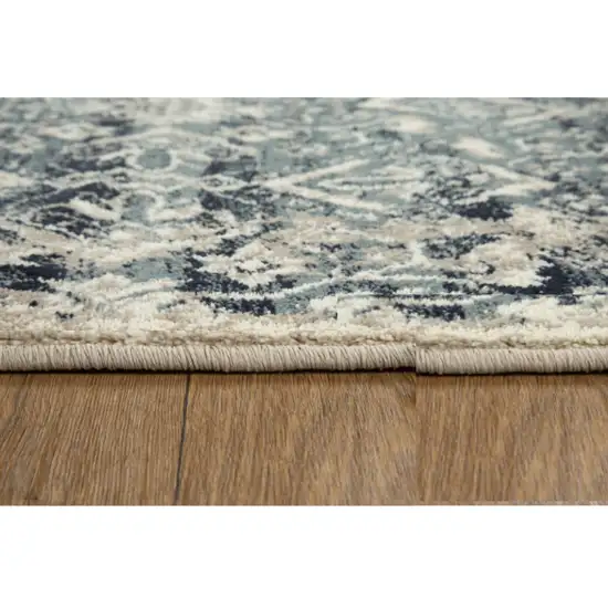 Beige Blue Distressed Diamonds Area Rug Photo 5