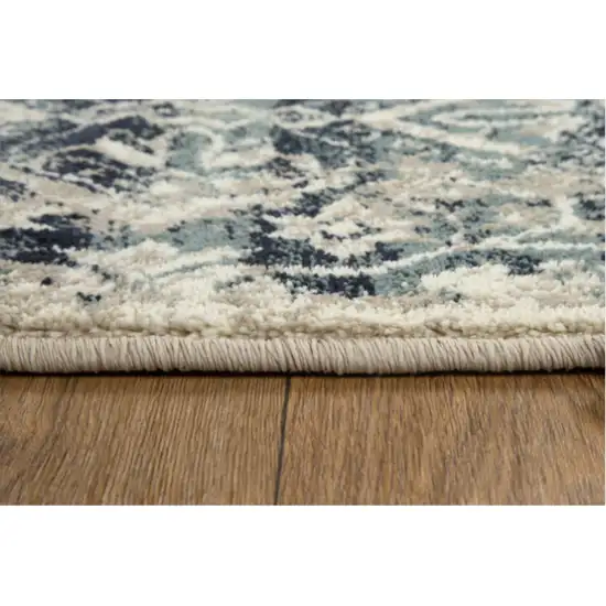 Beige Blue Distressed Diamonds Area Rug Photo 3