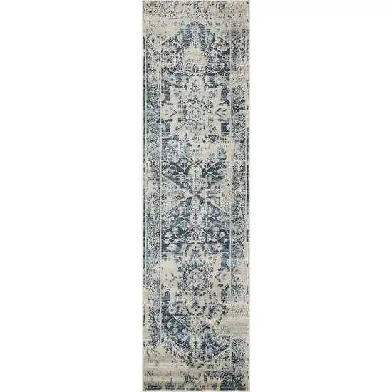 Ivory Oriental Runner Rug Photo 1