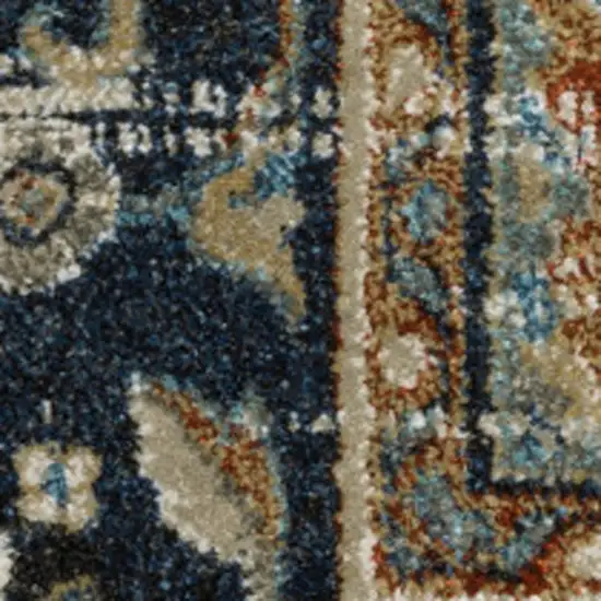 Beige Blue Green Rust And Grey Oriental Power Loom Stain Resistant Area Rug Photo 6