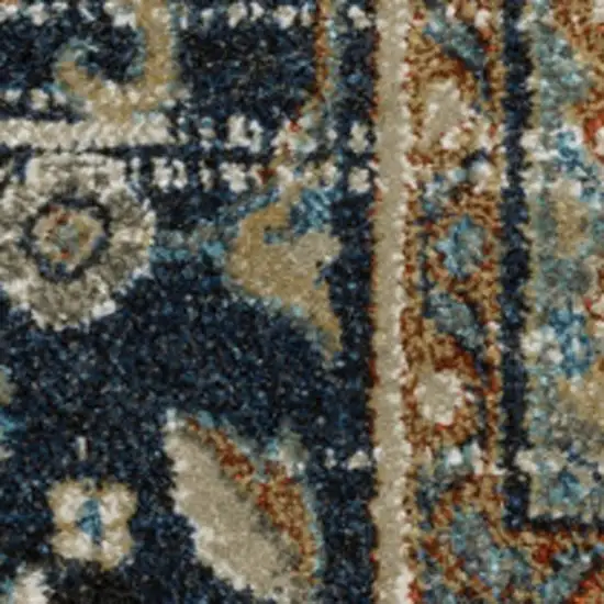 Beige Blue Green Rust And Grey Oriental Power Loom Stain Resistant Area Rug Photo 6