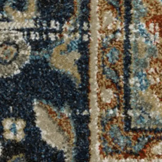 6' X 9' Beige Blue Green Rust And Grey Oriental Power Loom Stain Resistant Area Rug Photo 6