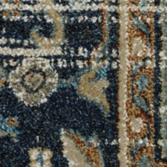 8' X 10' Beige Blue Green Rust And Grey Oriental Power Loom Stain Resistant Area Rug Photo 6