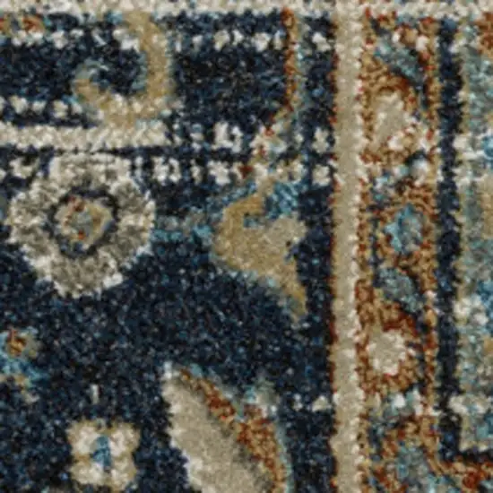 Beige Blue Green Rust And Grey Oriental Power Loom Stain Resistant Area Rug Photo 6