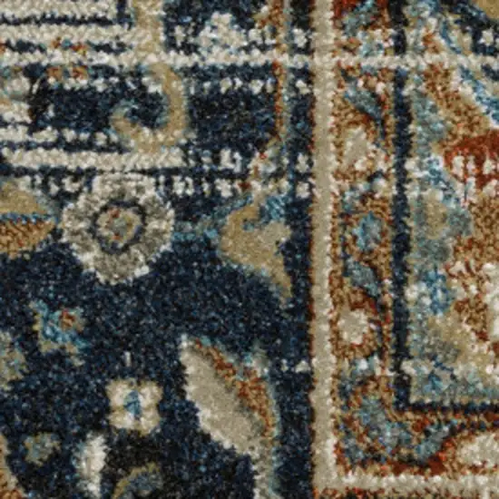 Beige Blue Green Rust And Grey Oriental Power Loom Stain Resistant Area Rug Photo 7