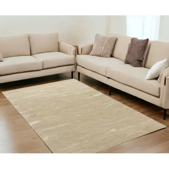 5'X7' Beige Blue Hand Tufted Abstract Indoor Area Rug Photo 1