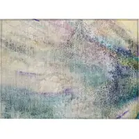 Photo of Beige Blue and Gray Abstract Washable Non Skid Indoor Outdoor Area Rug