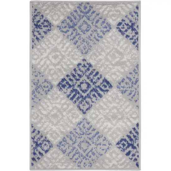 Beige Blue and Gray Geometric Area Rug Photo 5