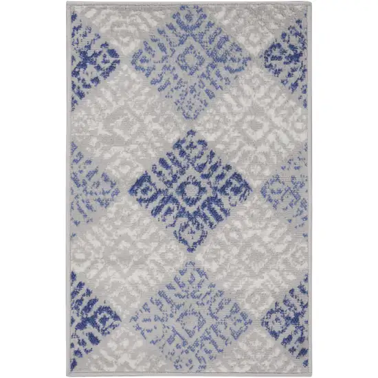 Beige Blue and Gray Geometric Area Rug Photo 2