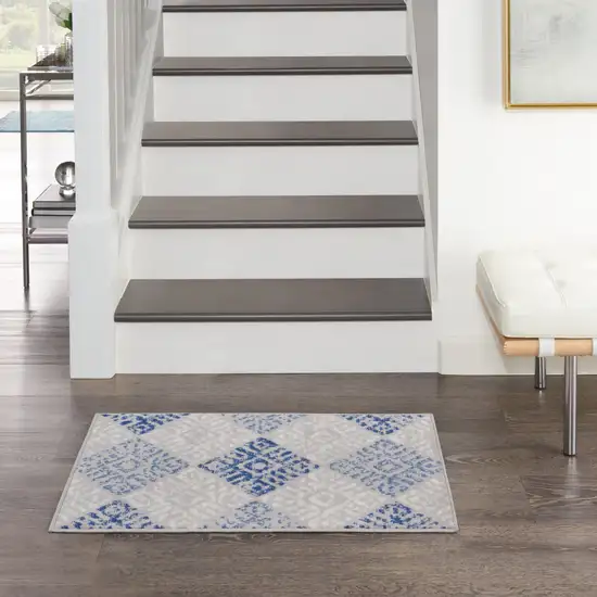 Beige Blue and Gray Geometric Area Rug Photo 8