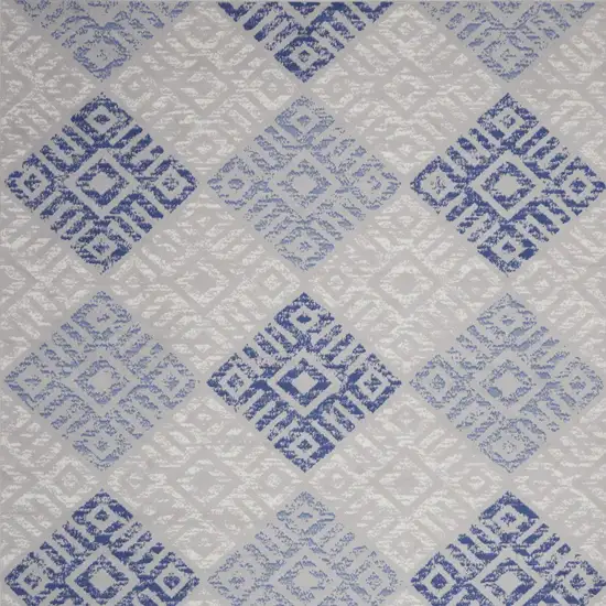 Beige Blue and Gray Geometric Distressed Non Skid Area Rug Photo 7