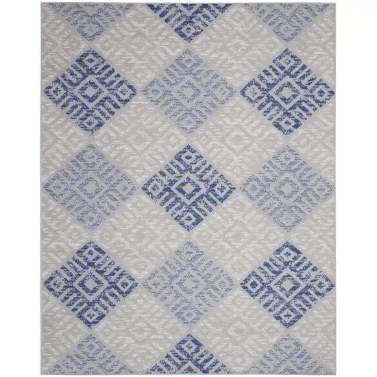 Beige Blue and Gray Geometric Distressed Non Skid Area Rug Photo 2