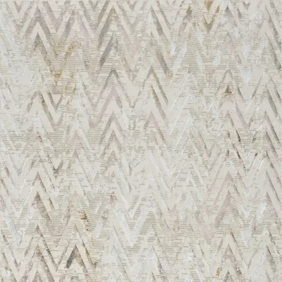 Beige Blue and Ivory Chevron Distressed Non Skid Area Rug Photo 7