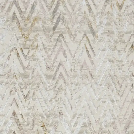 Beige Blue and Ivory Chevron Distressed Non Skid Area Rug Photo 6