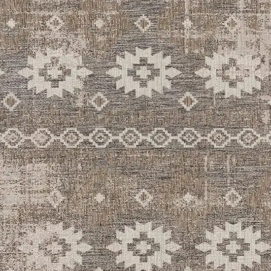 Gray and Ivory Ikat Runner Rug Photo 5