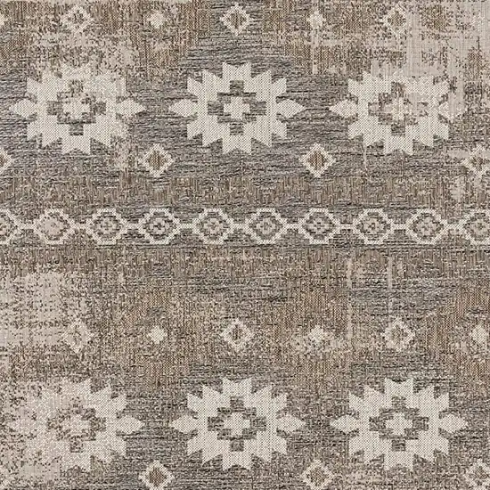 Gray and Ivory Ikat Runner Rug Photo 5