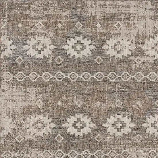 Gray and Ivory Ikat Runner Rug Photo 6