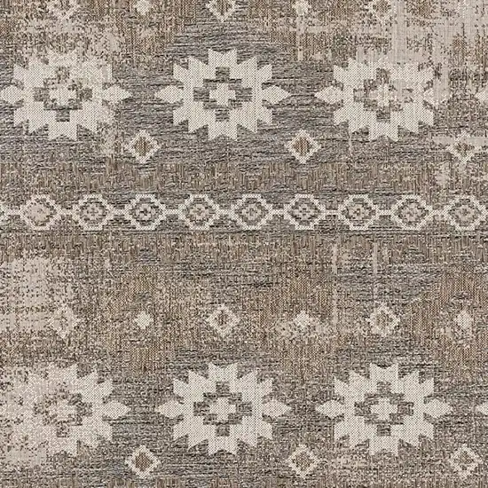 Gray and Ivory Ikat Runner Rug Photo 5