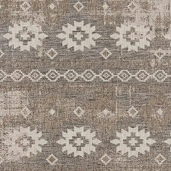 Gray and Ivory Ikat Runner Rug Photo 6