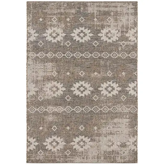 Gray and Ivory Ikat Runner Rug Photo 2