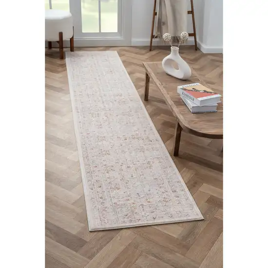 Beige Botanical Runner Rug Photo 7