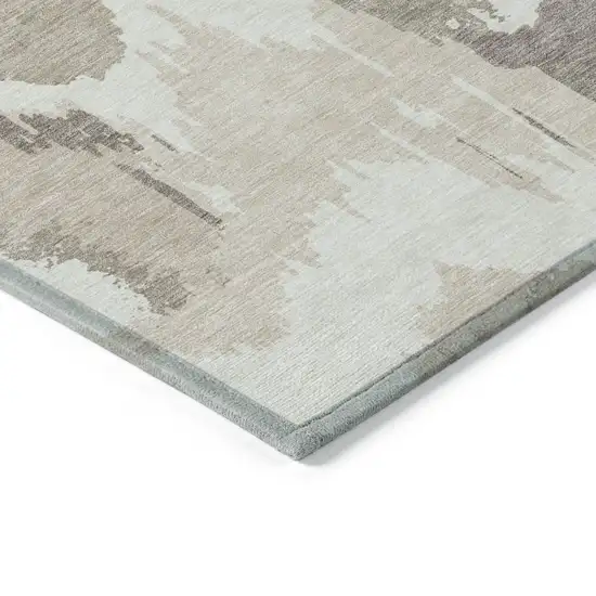 Beige Brown And Ivory Abstract Washable Indoor Outdoor Area Rug Photo 5