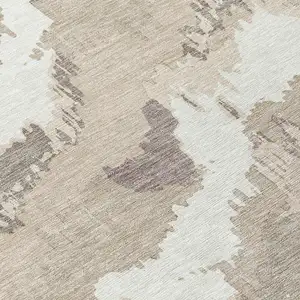 Photo of Beige Brown And Ivory Abstract Washable Indoor Outdoor Area Rug