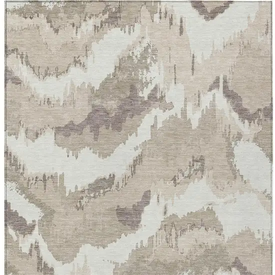 Beige Brown And Ivory Abstract Washable Indoor Outdoor Area Rug Photo 7