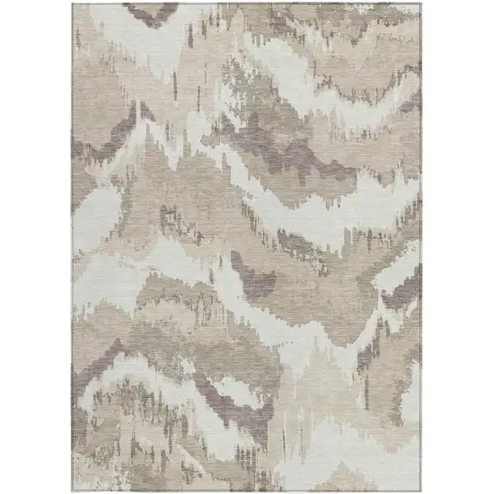 Beige Brown And Ivory Abstract Washable Indoor Outdoor Area Rug Photo 8