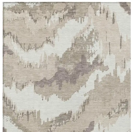 Beige Brown And Ivory Abstract Washable Indoor Outdoor Area Rug Photo 6