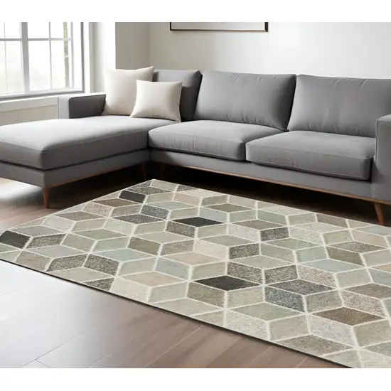 Black and Gray Geometric Power Loom Area Rug Photo 1