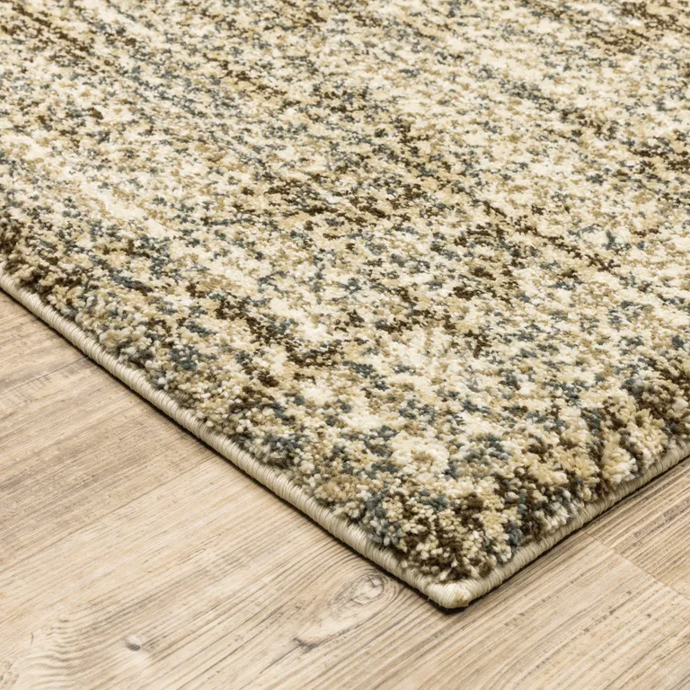 Beige Brown Tan And Blue Green Abstract Power Loom Stain Resistant Area Rug Photo 3