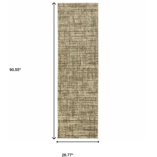 Beige Brown Tan And Blue Green Abstract Power Loom Stain Resistant Runner Rug Photo 10