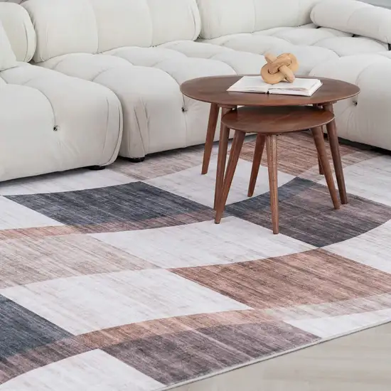 Beige Brown and Gray Checkered Area Rug Photo 3