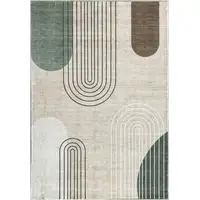 Photo of Beige Brown and Green Abstract Area Rug