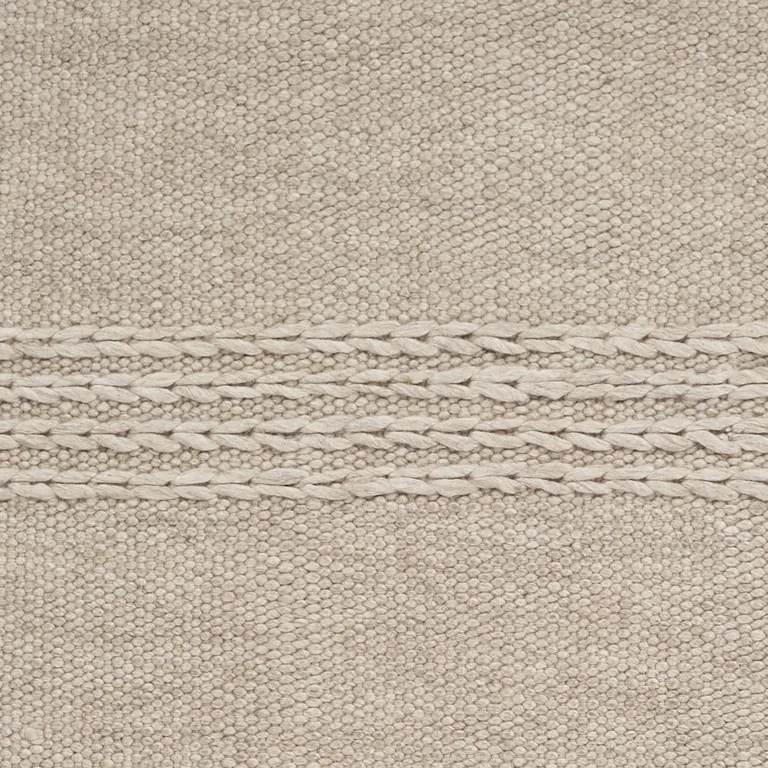 Beige Chain Stitch Hand Woven Wool Indoor Area Rug Photo 2